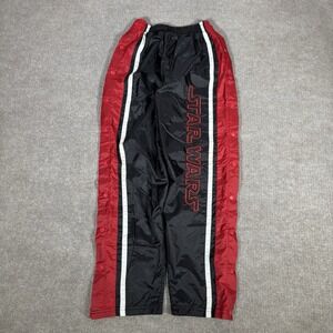 Vintage 90s Star Wars Track Pants Youth Boy 12 Black Windbreaker Lined Tear Away